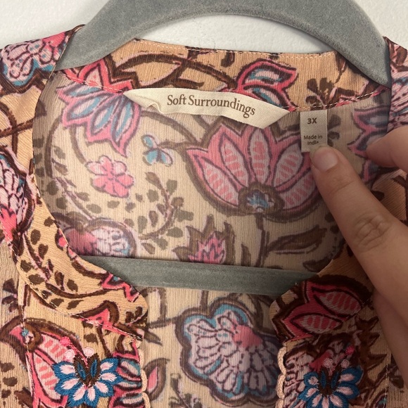 Soft surroundings Pergola Floral Embroidered boho sheer tunic size 3x - Picture 4 of 8